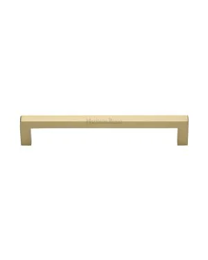 Heritage Brass Cabinet Pull Square Metro Design 160mm CTC Satin Brass Finish