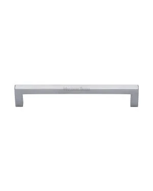 Heritage Brass Cabinet Pull Square Metro Design 160mm CTC Satin Chrome Finish