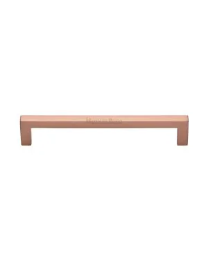 Heritage Brass Cabinet Pull Square Metro Design 160mm CTC Satin Rose Gold Finish