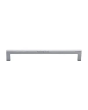 Heritage Brass Cabinet Pull Square Metro Design 192mm CTC Satin Chrome Finish