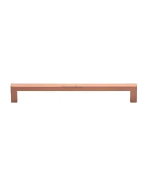Heritage Brass Cabinet Pull Square Metro Design 192mm CTC Satin Rose Gold Finish