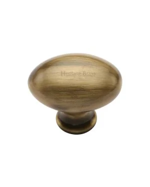 Heritage Brass Cabinet Knob Oval Design 32mm Antique finish