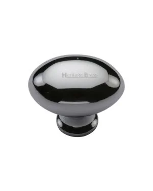 Heritage Brass Cabinet Knob Oval Design 32mm Polished Chrome finish