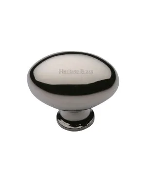 Heritage Brass Cabinet Knob Oval Design 32mm Polished Nickel finish