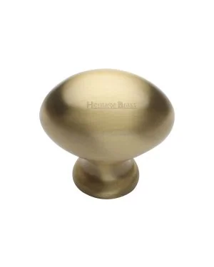 Heritage Brass Cabinet Knob Oval Design 32mm Satin Brass finish