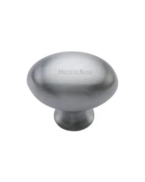 Heritage Brass Cabinet Knob Oval Design 32mm Satin Chrome finish