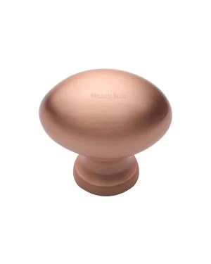 Heritage Brass Cabinet Knob Oval Design 32mm Satin Rose Gold finish