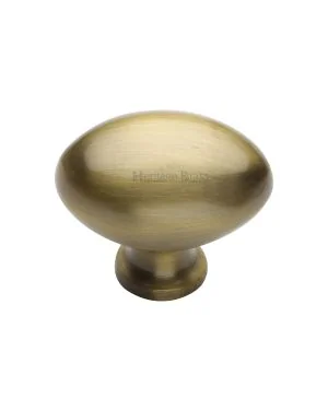 Heritage Brass Cabinet Knob Oval Design 38mm Antique finish