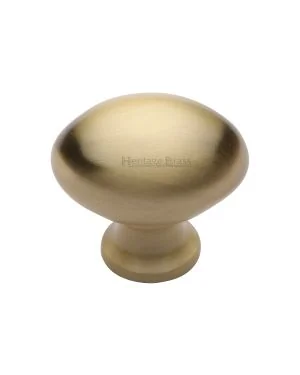 Heritage Brass Cabinet Knob Oval Design 38mm Satin Brass finish