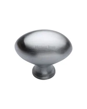 Heritage Brass Cabinet Knob Oval Design 38mm Satin Chrome finish