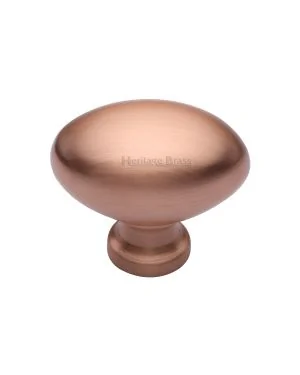 Heritage Brass Cabinet Knob Oval Design 38mm Satin Rose Gold finish