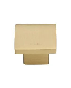 Heritage Brass Cabinet Knob Classic Square Design 32mm Satin Brass finish