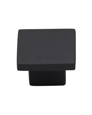 Heritage Brass Cabinet Knob Classic Square Design 40mm Matt Black finish