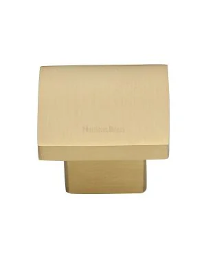 Heritage Brass Cabinet Knob Classic Square Design 40mm Satin Brass finish