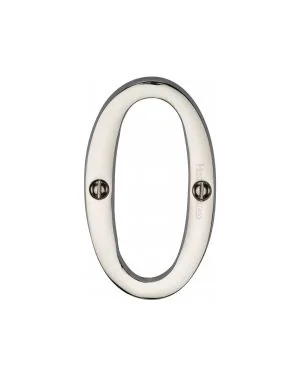 Heritage Brass Numeral 0 Face Fix 76mm (3") Polished Nickel finish