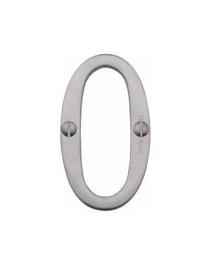 Heritage Brass Numeral 0 Face Fix 76mm (3") Satin Chrome finish