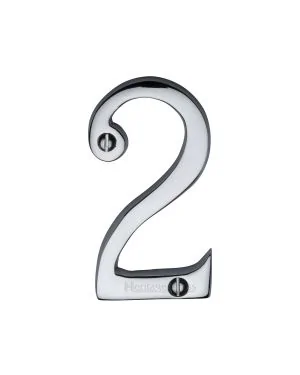 Heritage Brass Numeral 2 Face Fix 76mm (3") Polished Chrome finish