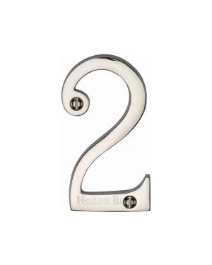 Heritage Brass Numeral 2 Face Fix 76mm (3") Polished Nickel finish