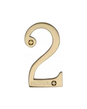 Heritage Brass Numeral 2 Face Fix 76mm (3") Satin Brass finish