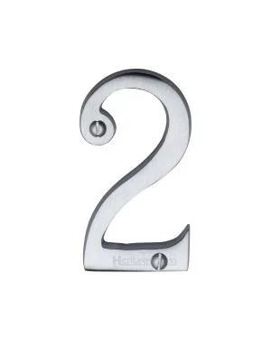 Heritage Brass Numeral 2 Face Fix 76mm (3") Satin Chrome finish