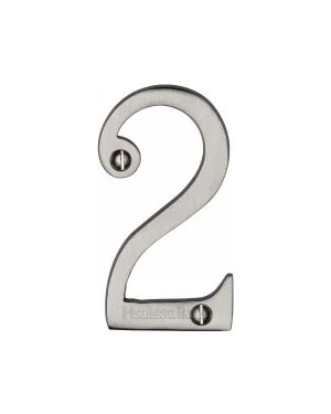 Heritage Brass Numeral 2 Face Fix 76mm (3") Satin Nickel finish