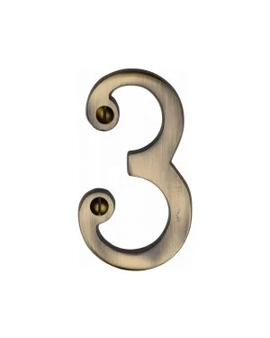 Heritage Brass Numeral 3 Face Fix 76mm (3") Antique finish