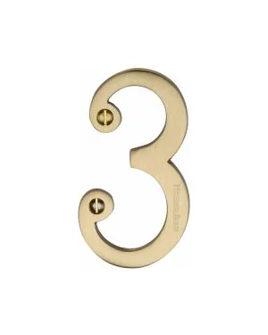 Heritage Brass Numeral 3 Face Fix 76mm (3") Satin Brass finish