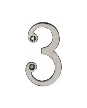 Heritage Brass Numeral 3 Face Fix 76mm (3") Satin Nickel finish