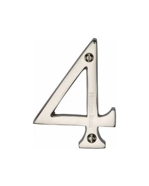 Heritage Brass Numeral 4 Face Fix 76mm (3") Polished Nickel finish