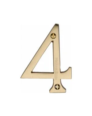 Heritage Brass Numeral 4 Face Fix 76mm (3") Satin Brass finish