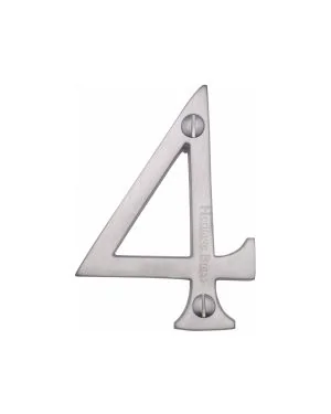 Heritage Brass Numeral 4 Face Fix 76mm (3") Satin Chrome finish