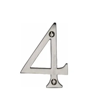 Heritage Brass Numeral 4 Face Fix 76mm (3") Satin Nickel finish
