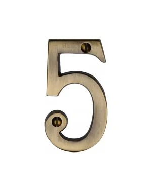 Heritage Brass Numeral 5 Face Fix 76mm (3") Antique finish