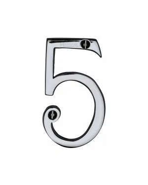 Heritage Brass Numeral 5 Face Fix 76mm (3") Polished Chrome finish