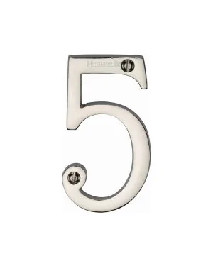 Heritage Brass Numeral 5 Face Fix 76mm (3") Polished Nickel finish