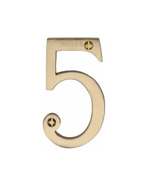 Heritage Brass Numeral 5 Face Fix 76mm (3") Satin Brass finish