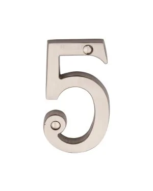 Heritage Brass Numeral 5 Face Fix 76mm (3") Satin Nickel finish