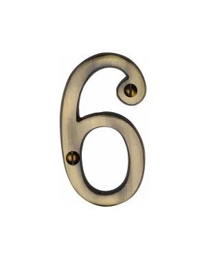 Heritage Brass Numeral 6 Face Fix 76mm (3") Antique finish
