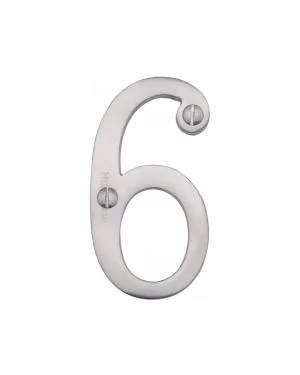 Heritage Brass Numeral 6 Face Fix 76mm (3") Satin Chrome finish