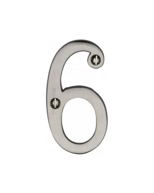 Heritage Brass Numeral 6 Face Fix 76mm (3") Satin Nickel finish