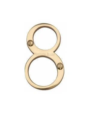 Heritage Brass Numeral 8 Face Fix 76mm (3") Polished Brass finish