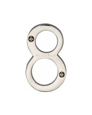 Heritage Brass Numeral 8 Face Fix 76mm (3") Polished Nickel finish