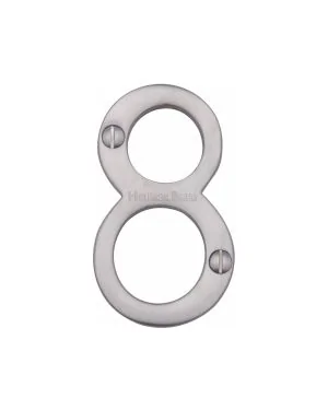 Heritage Brass Numeral 8 Face Fix 76mm (3") Satin Chrome finish