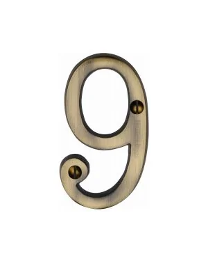 Heritage Brass Numeral 9 Face Fix 76mm (3") Antique finish