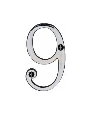 Heritage Brass Numeral 9 Face Fix 76mm (3") Polished Chrome finish