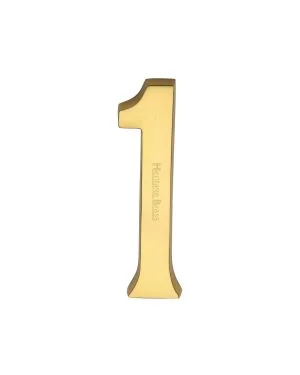 Heritage Brass Numeral 1 Concealed Fix 76mm (3") Unlacquered Brass finish