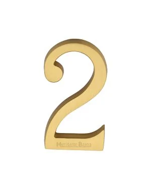 Heritage Brass Numeral 2 Concealed Fix 76mm (3") Satin Brass finish