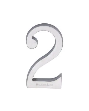 Heritage Brass Numeral 2 Concealed Fix 76mm (3") Satin Chrome finish