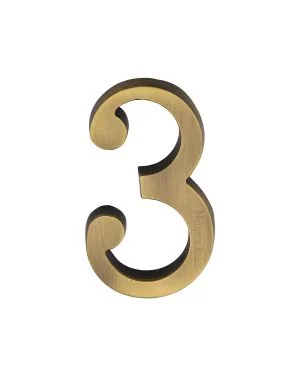 Heritage Brass Numeral 3 Concealed Fix 76mm (3") Antique Brass finish