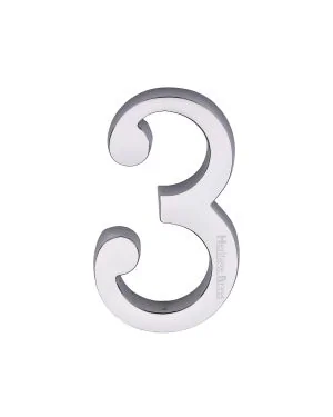 Heritage Brass Numeral 3 Concealed Fix 76mm (3") Polished Chrome finish